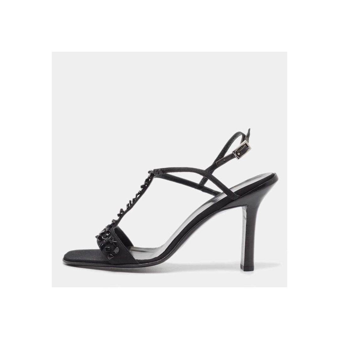 GUCCI STRAPPY CRYSTAL GG HEEL SANDALS BLACK