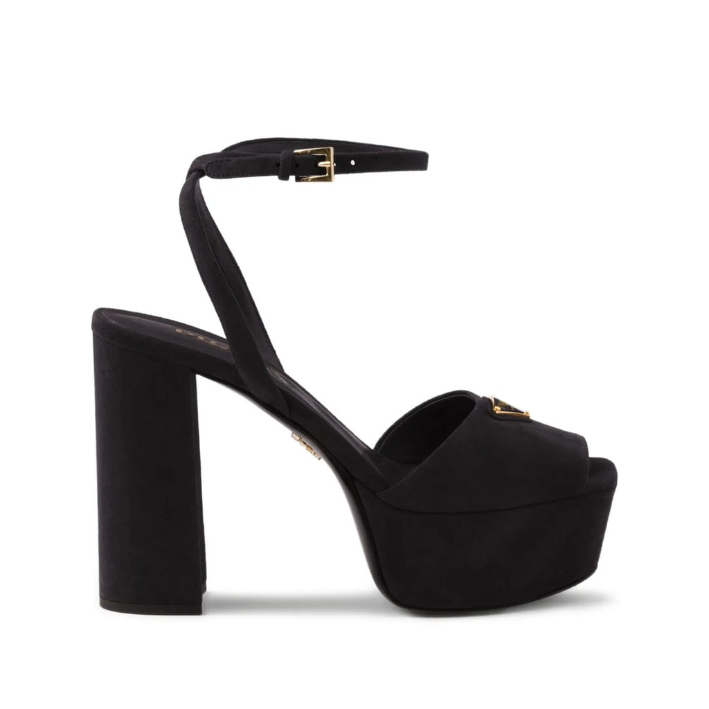Prada Suede Platform Sandals Black
