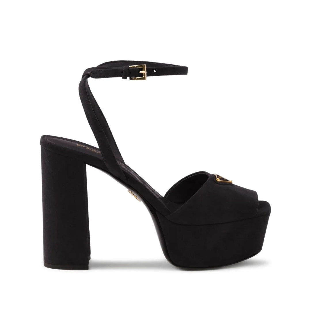 Prada Suede Platform Sandals Black
