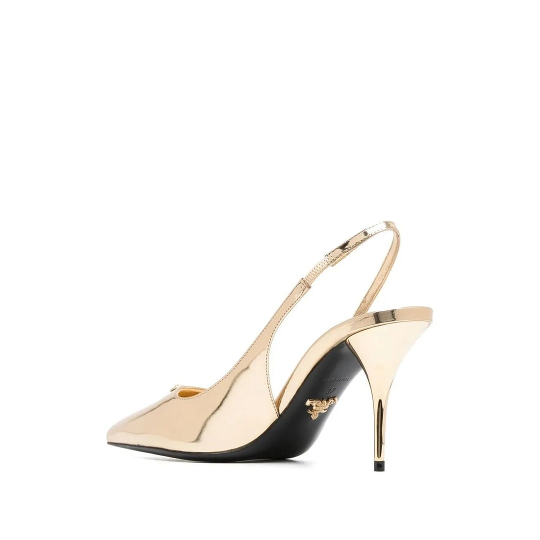 PRADA SPAZZOLATO TRIANGLE LOGO SLINGBACK PUMPS ANANAS YELLOW