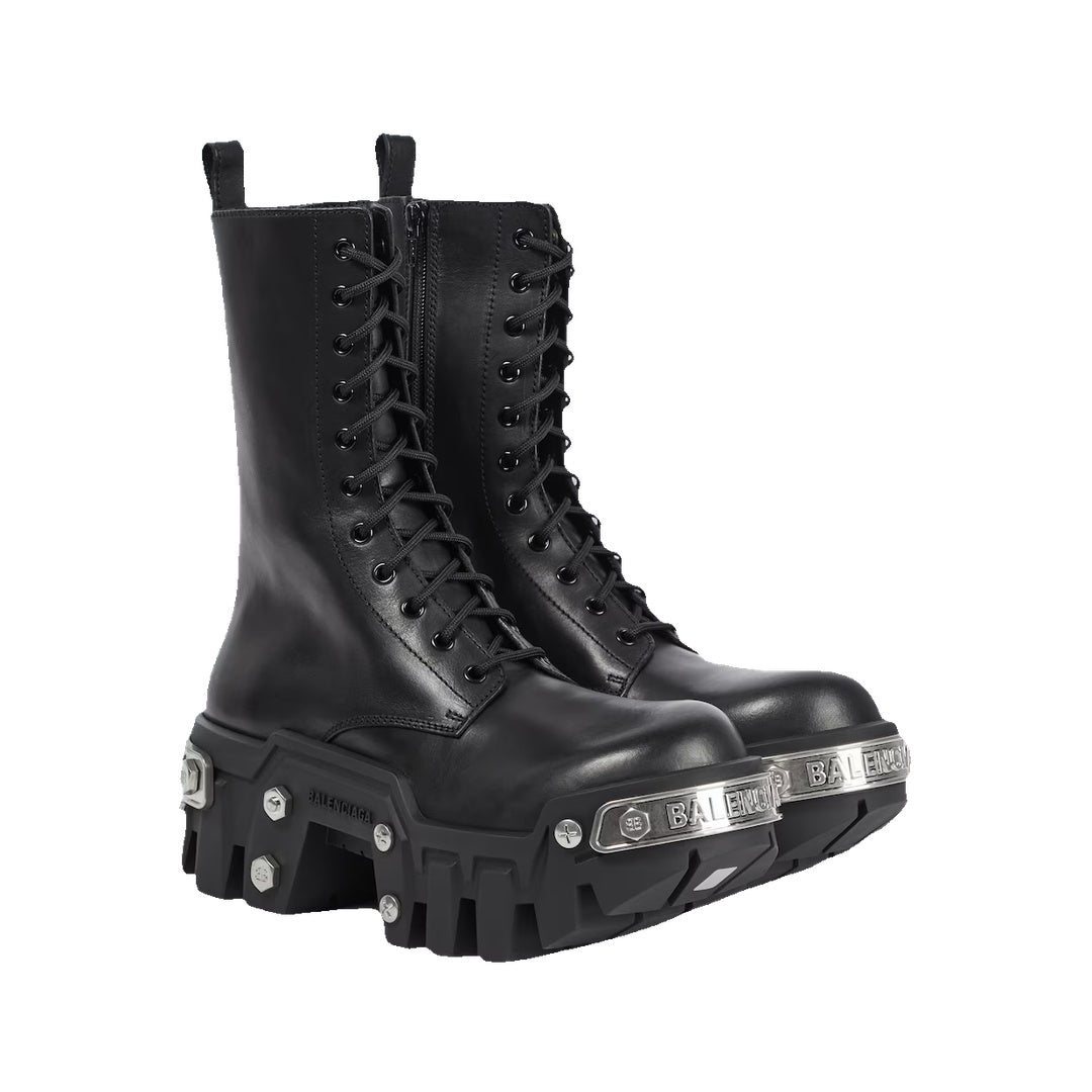 BALENCIAGA BULLDOZER LACE UP BOOTS BLACK