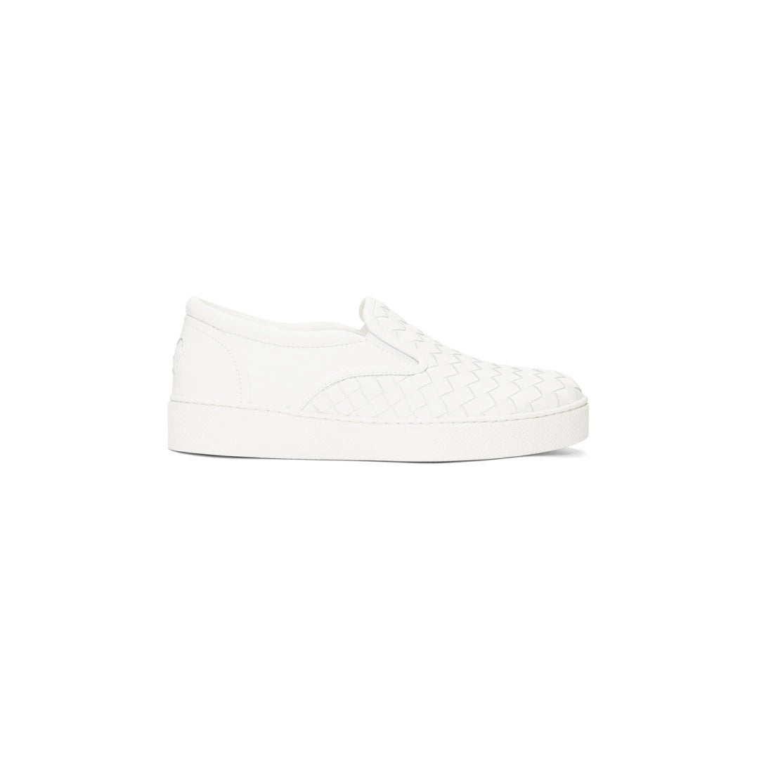 BOTTEGA VENETA NAPPA INTRECCIATO SLIP ON SNEAKERS WHITE