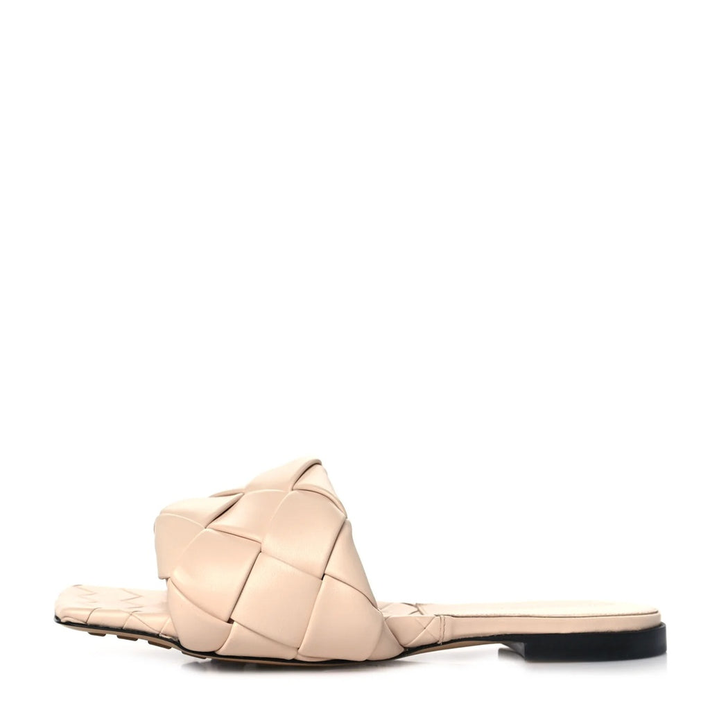 BOTTEGA VENETA NAPPA MAXI INTRECCIATO LIDO FLAT SANDALS BANDAGE BEIGE