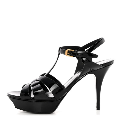 SAINT LAURENT TRIBUTE PATENT SANDAL BLACK