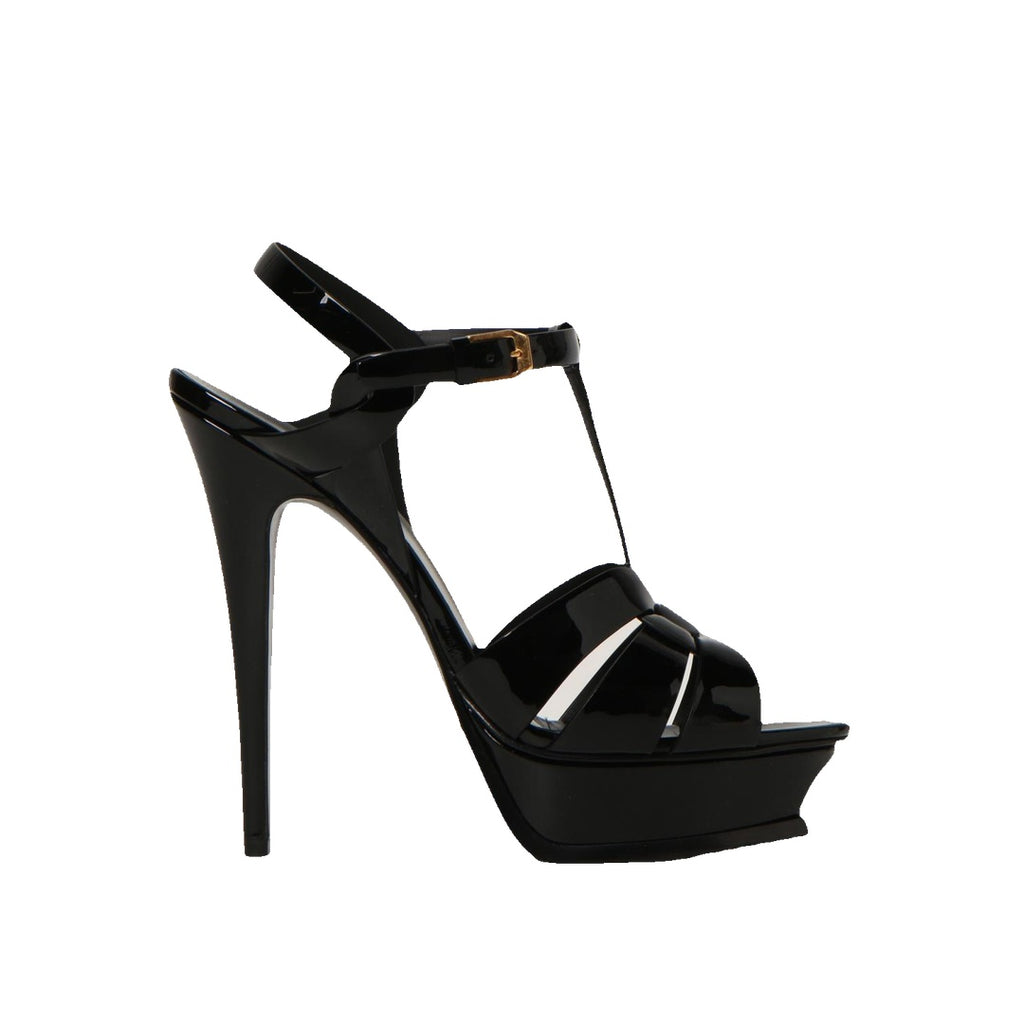 SAINT LAURENT TRIBUTE PATENT SANDAL BLACK