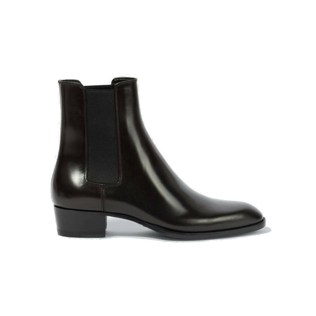 SAINT LAURENT WYATT LEATHER CHELSEA BOOTS BLACK