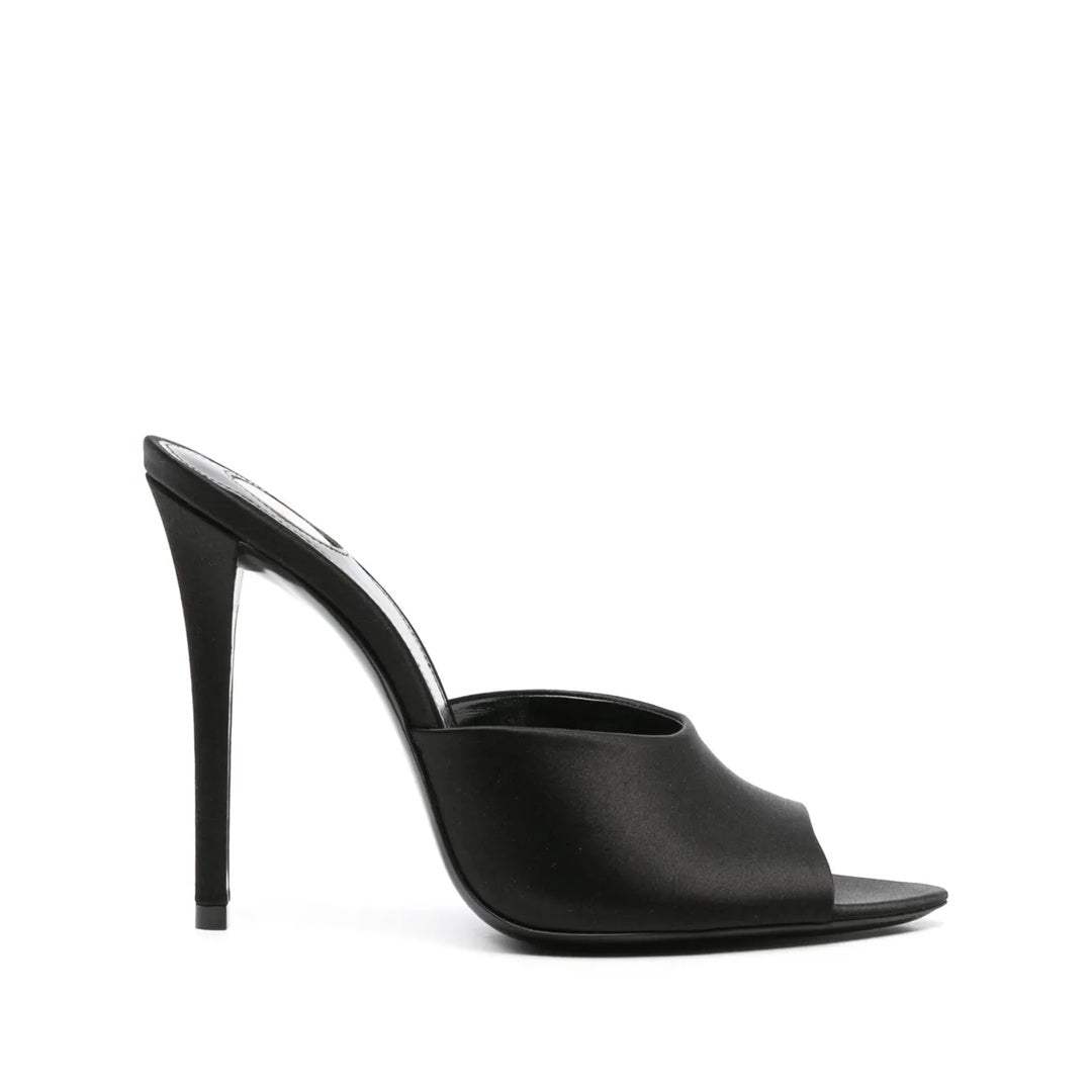 SAINT LAURENT EMILIE CRYSTAL-LOGO SANDALS BLACK