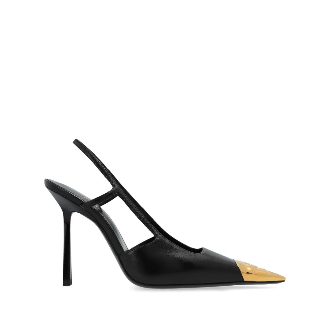 SAINT LAURENT JEANNE SLINGBACK PUMPS WHITE