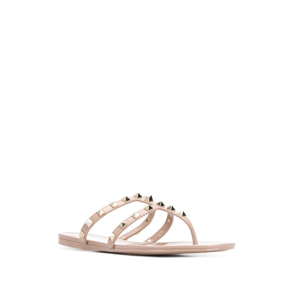 VALENTINO GARAVANI ROCKSTUD FLATFORM SANDAL ROSE
