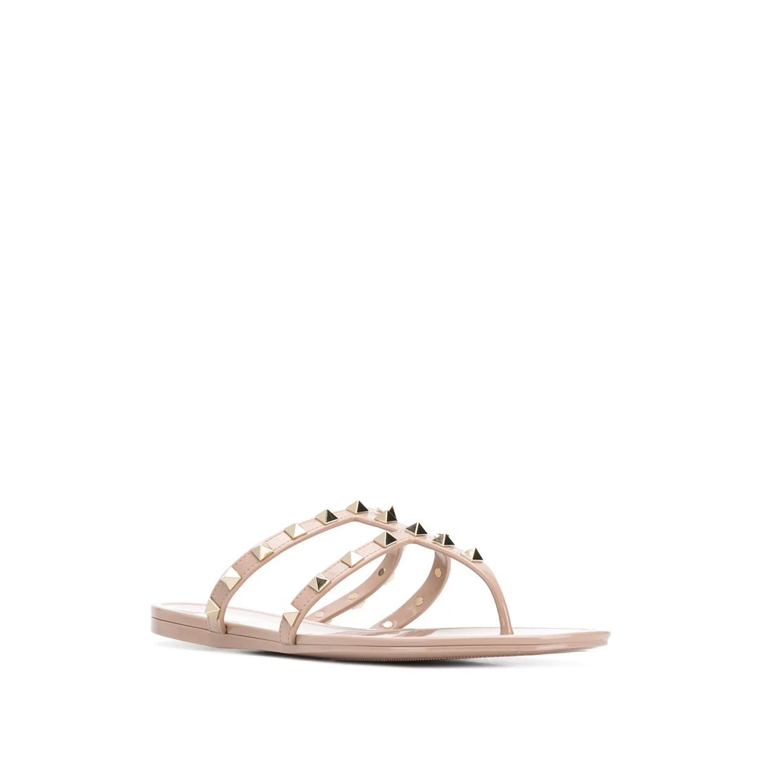 VALENTINO GARAVANI ROCKSTUD FLATFORM SANDAL ROSE