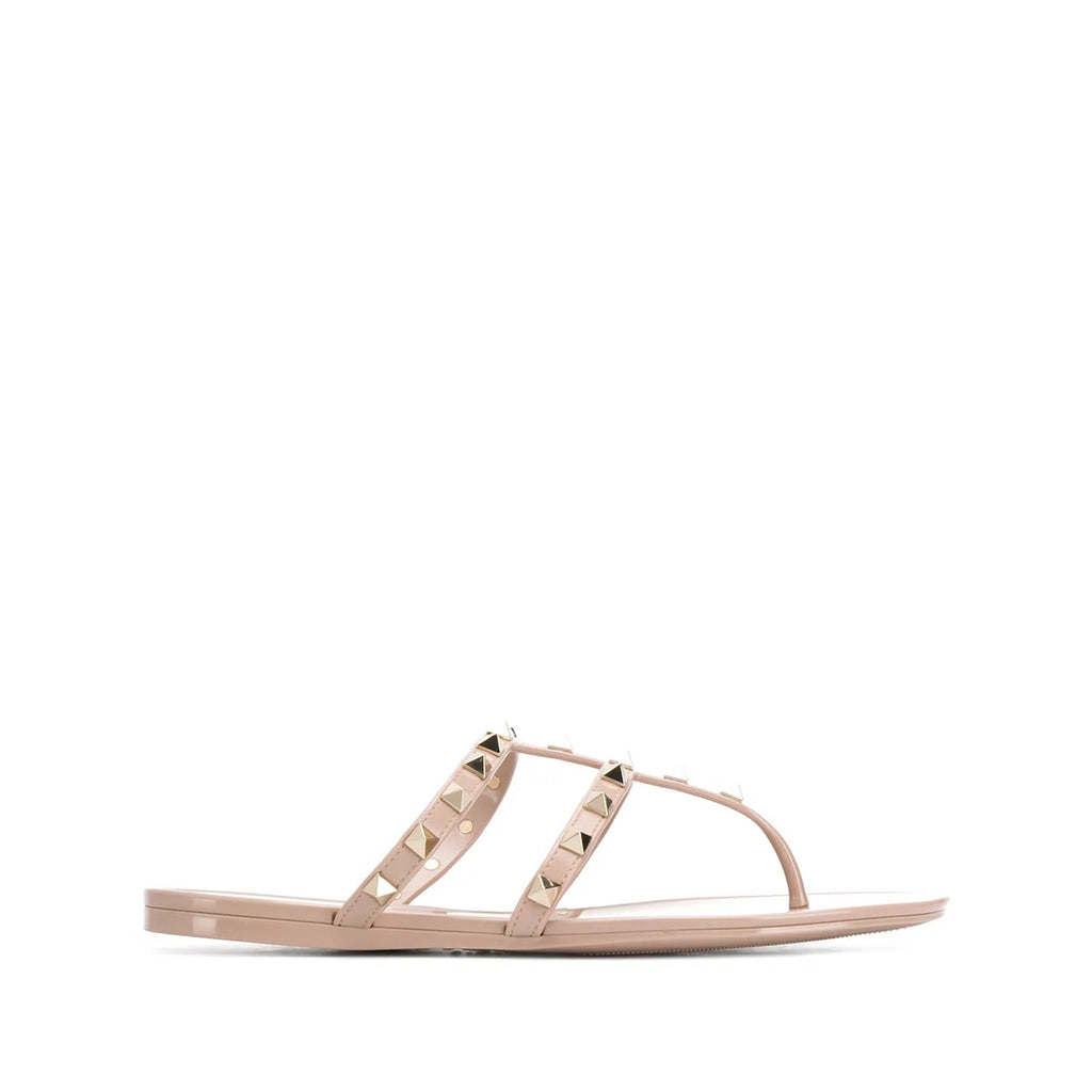 VALENTINO GARAVANI ROCKSTUD FLATFORM SANDAL ROSE