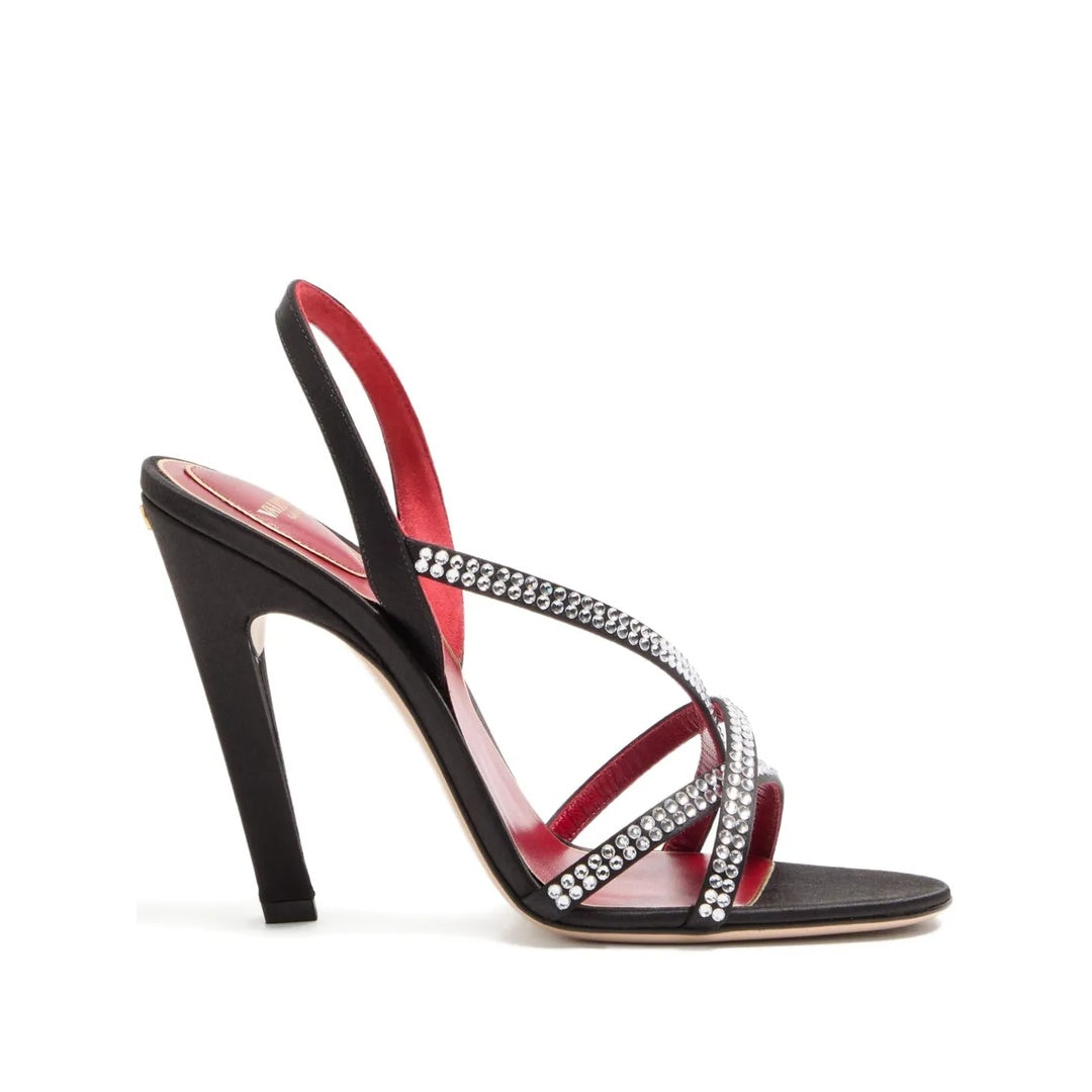 VALENTINO GARAVANI COEUR ROYAL PLATFORM SANDAL BLACK CRYSTAL BLACK
