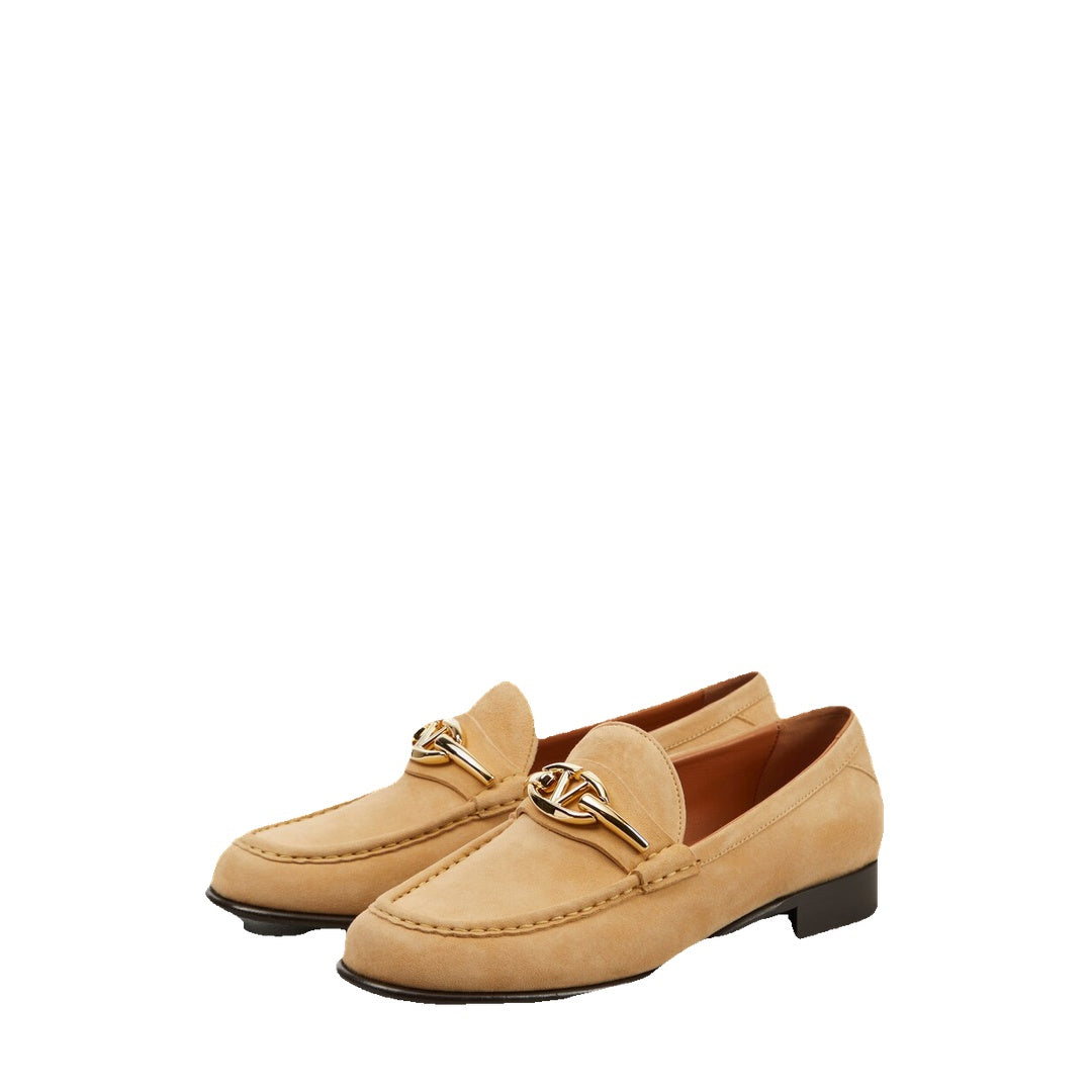 VALENTINO GARAVANI PALM AVENUE SUEDE LOAFERS BEIGE