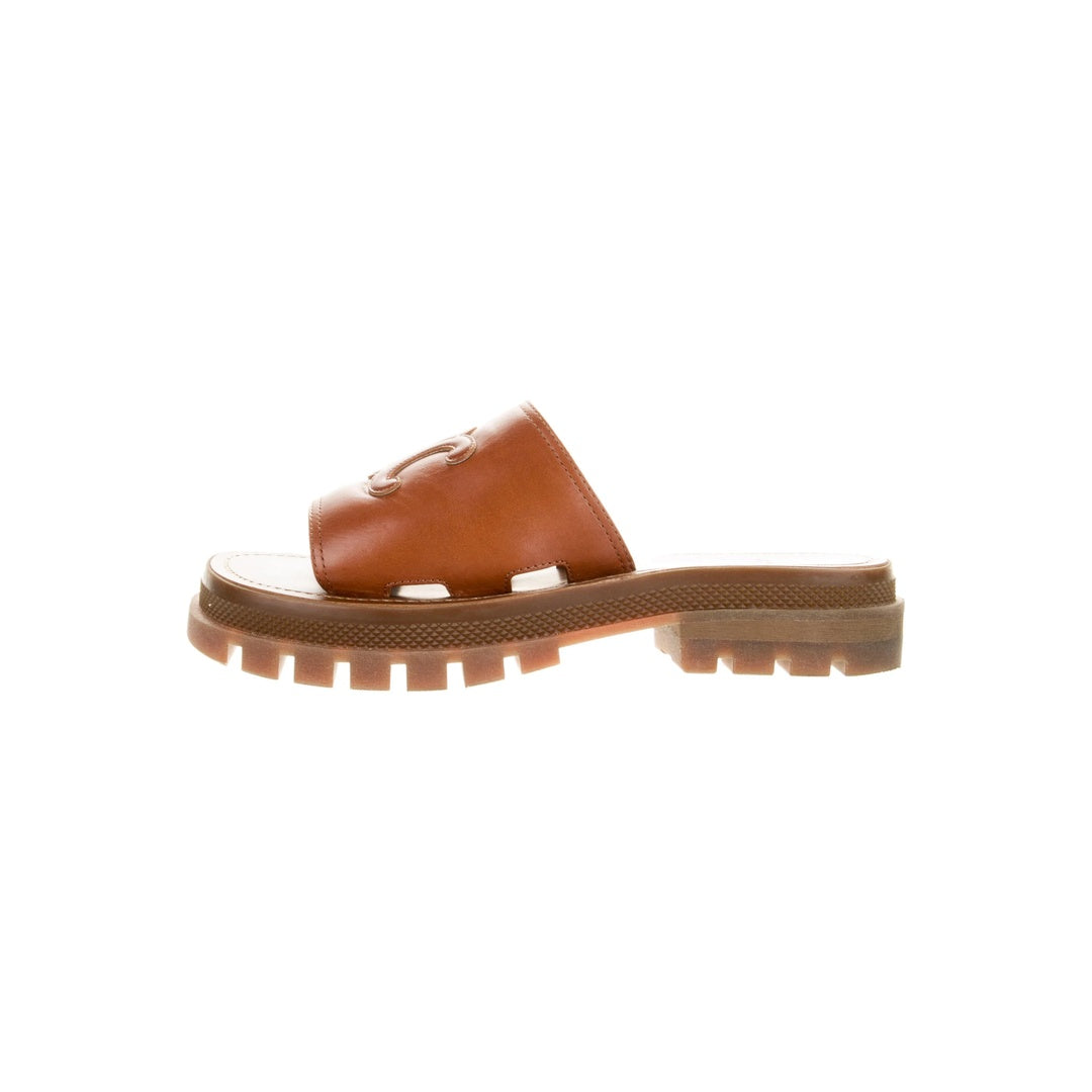 CELINE TRIOMPHE LEATHER SANDAL BROWN