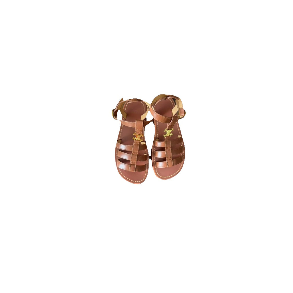 CELINE TRIOMPHE LEATHER SANDAL BROWN
