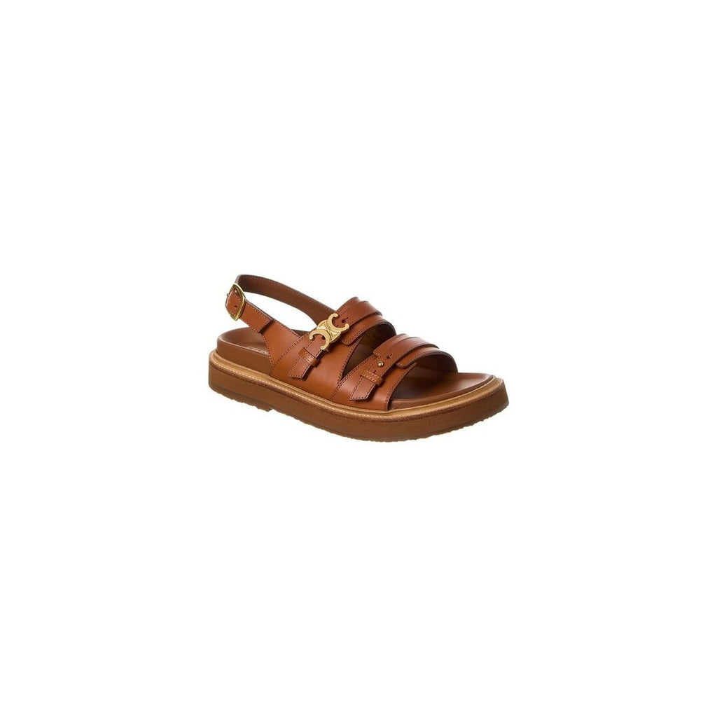 CELINE TRIOMPHE LEATHER SANDAL BROWN