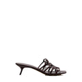 LOEWE SUEDE PETAL ANAGRAM HEELED MULES BROWN