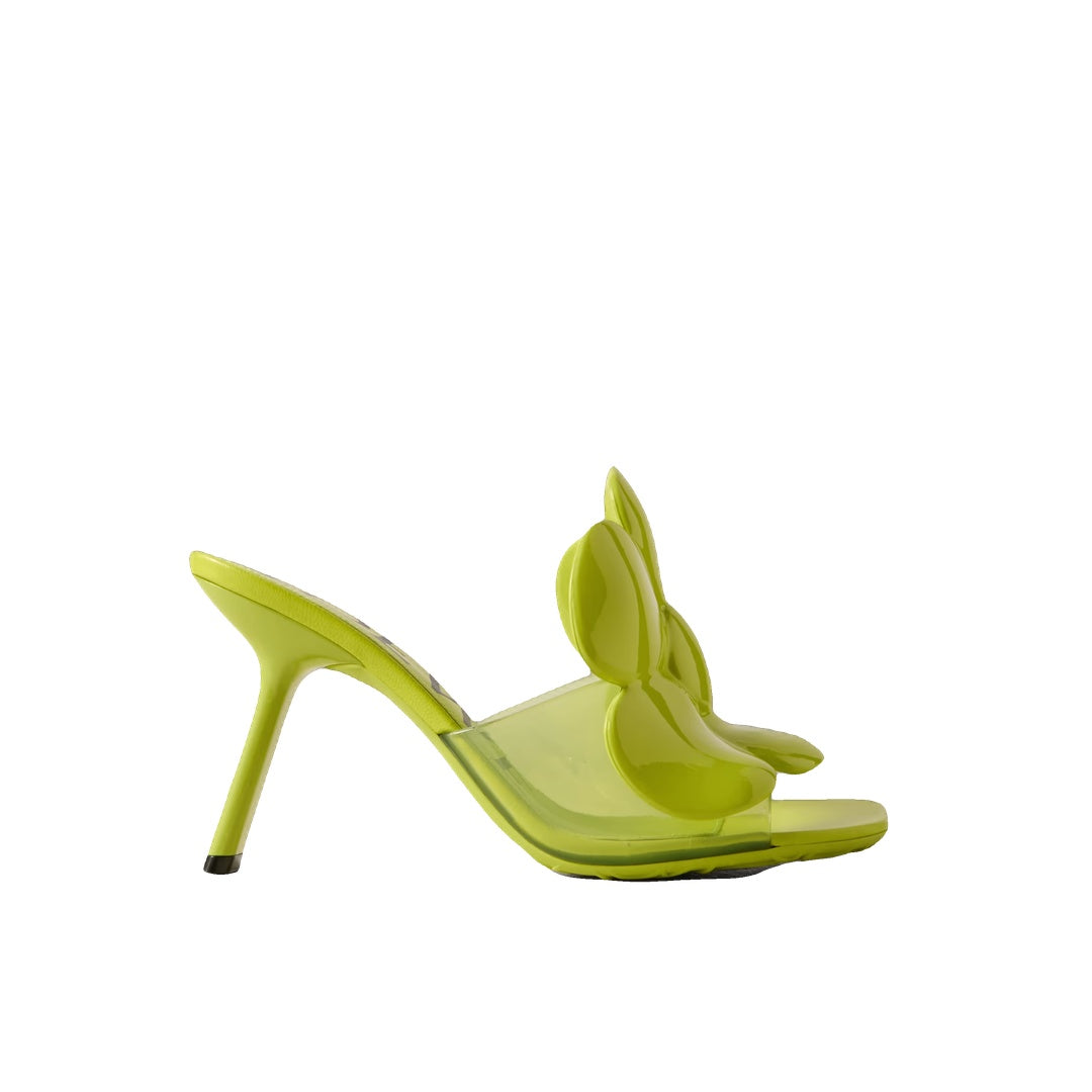 LOEWE PAULA'S IBIZA TOY FLOWER-EMBELLISHED SLIDE SANDALS TURQUOISE