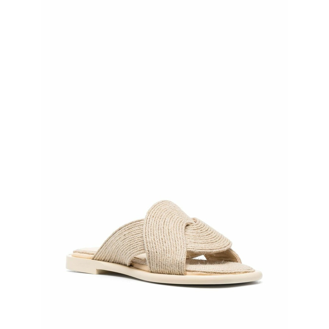 LOEWE PAULA'S IBIZA PEBBLE RAFFIA MULES BROWN