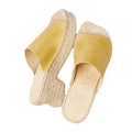 LOEWE PETAL ANAGRAM LEATHER ESPADRILLE WEDGES YELLOW