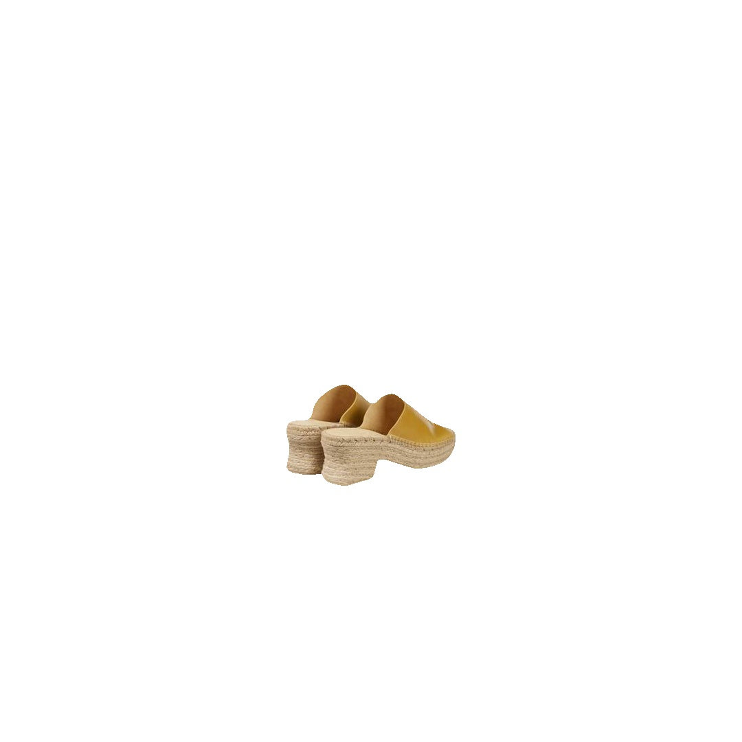 LOEWE PETAL ANAGRAM LEATHER ESPADRILLE WEDGES YELLOW