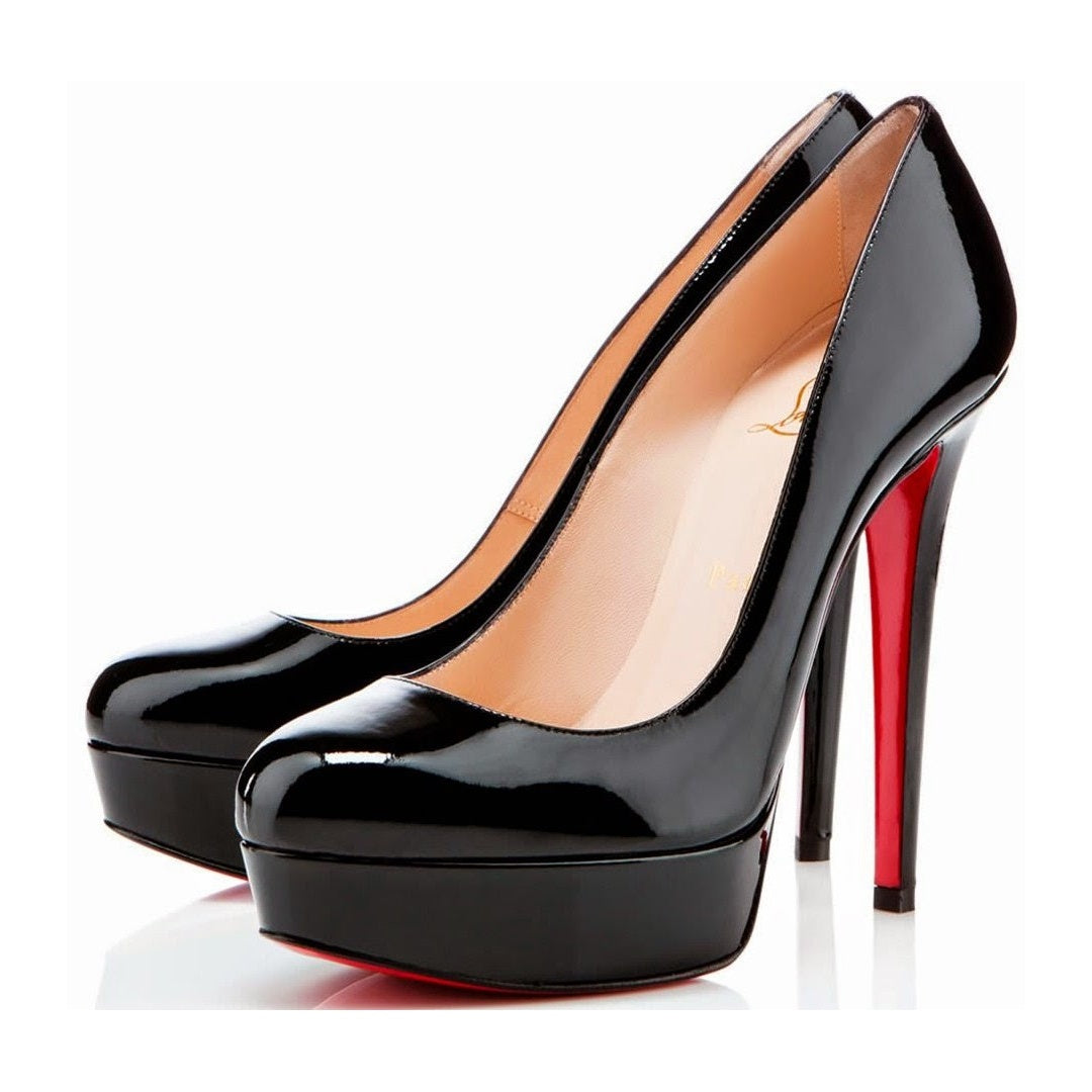 CHRISTIAN LOUBOUTIN PATENT BIANCA PLATFORM PUMP BLACK