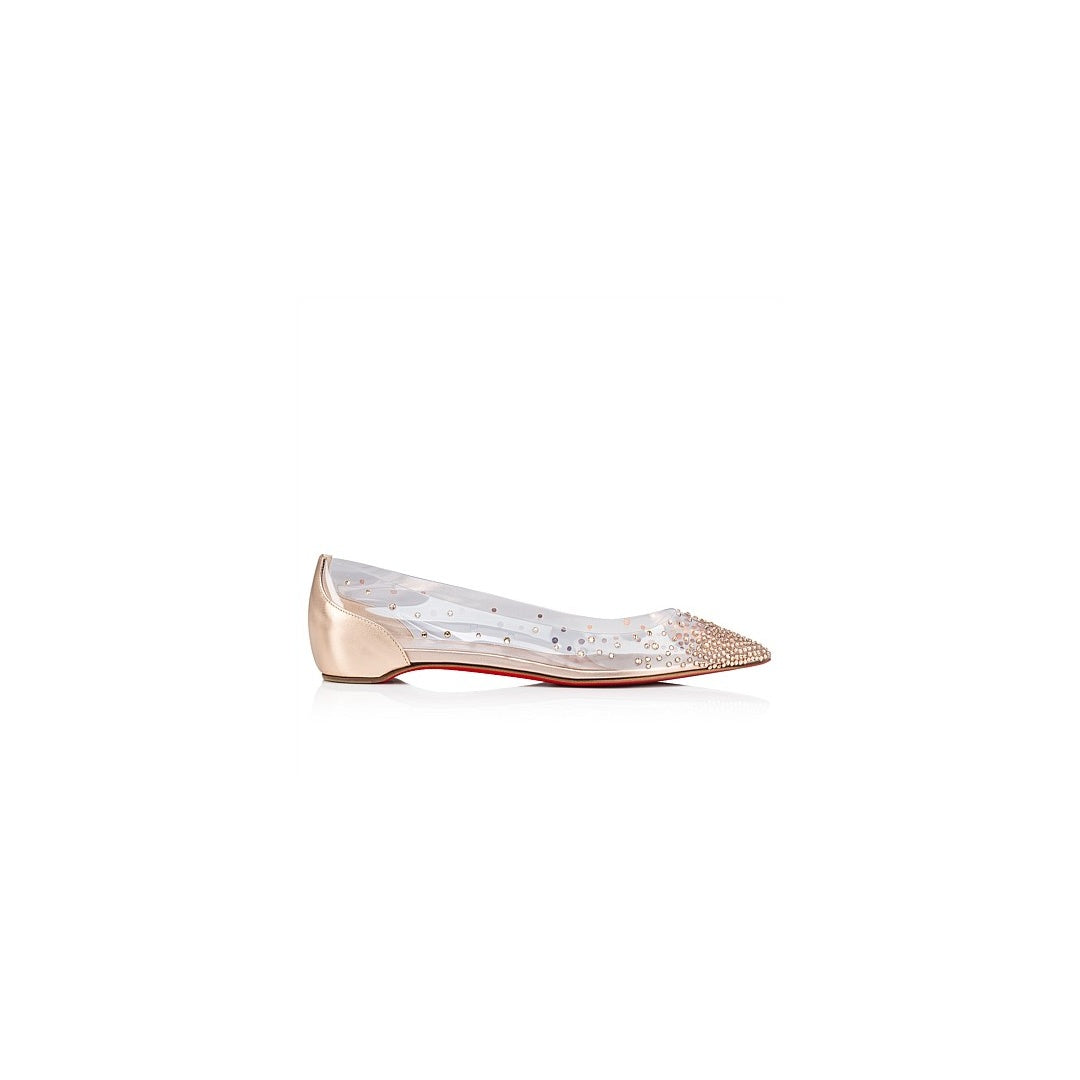 CHRISTIAN LOUBOUTIN PVC DEGRASTRASS CRYSTAL FLAT ROSE GOLD
