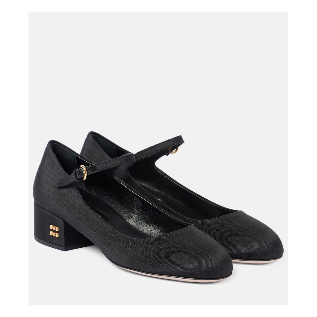MIU MIU SPAZZOLATO ROIS MARY JANE PUMP BLACK