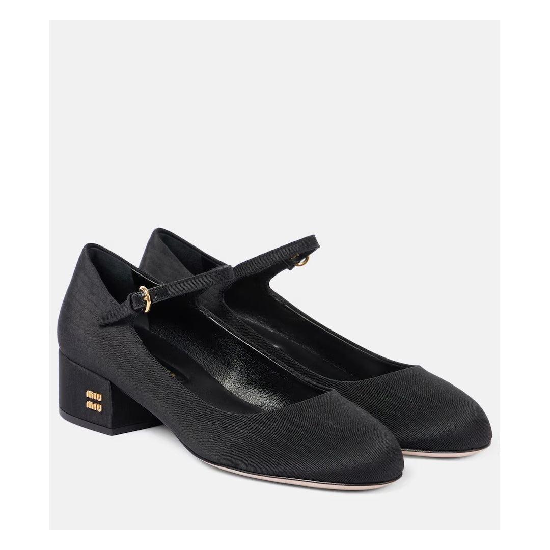 MIU MIU SPAZZOLATO ROIS MARY JANE PUMP BLACK