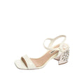 MIU MIU PATENT CRYSTAL EMBELLISHED ANKLE STRAP SANDAL WHITE