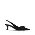 MIU MIU SATIN CRYSTAL SLINGBACK SANDAL BLACK