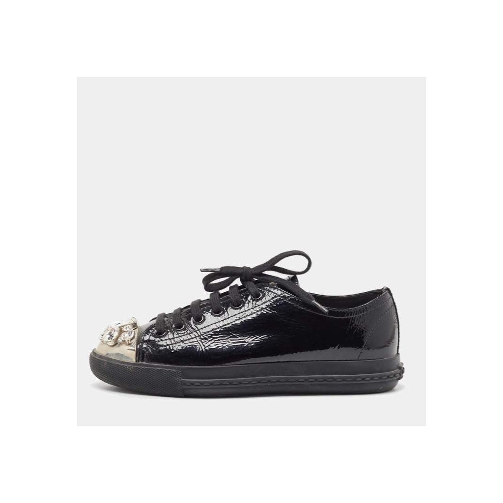 MIU MIU PATENT CRYSTAL SNEAKER BLACK