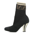 FENDI FF ROCKOKO STRETCH FABRIC OPENWORK SOCK BOOT BLACK