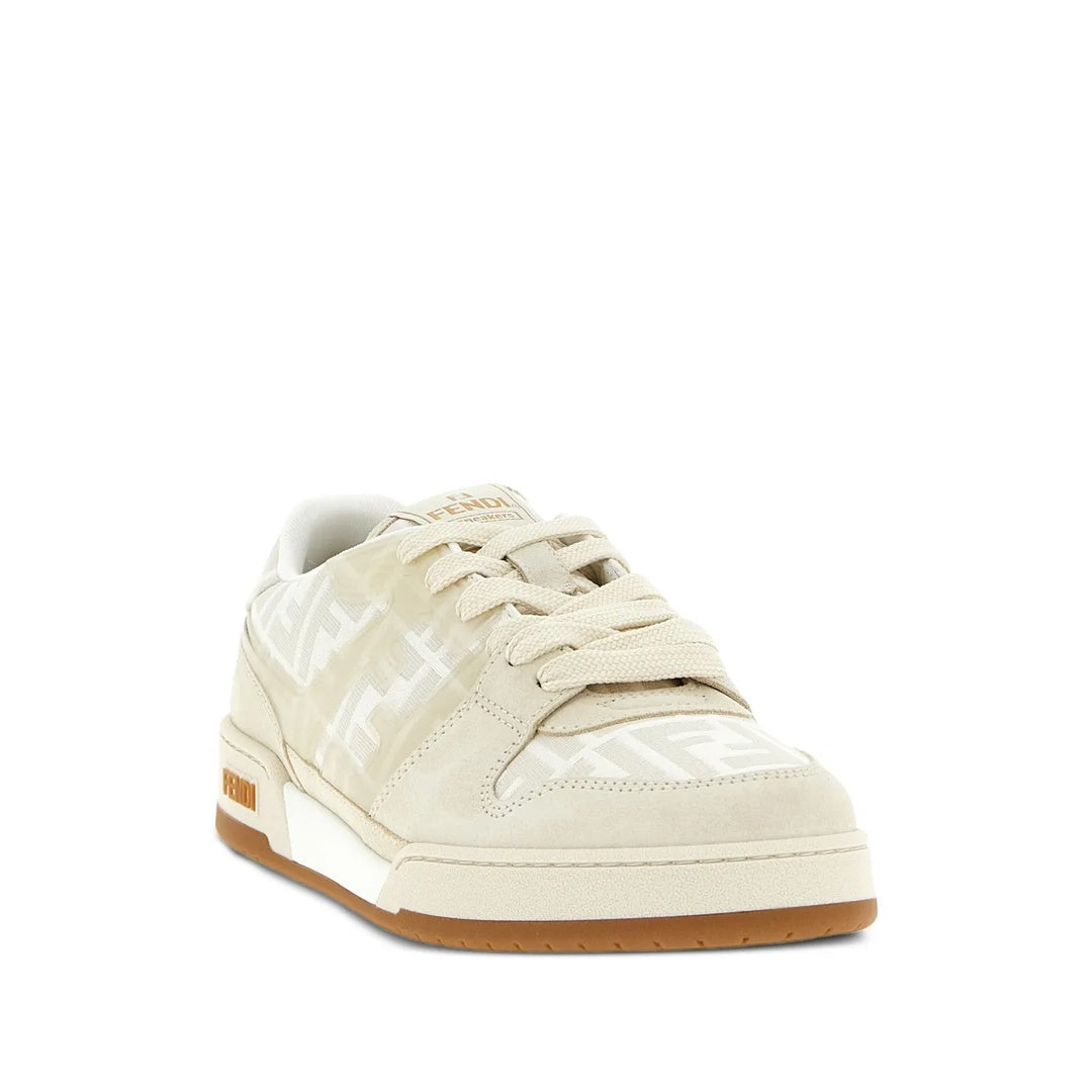 FENDI LAMBSKIN FF EMBOSSED RISE LOW TOP SNEAKER WHITE