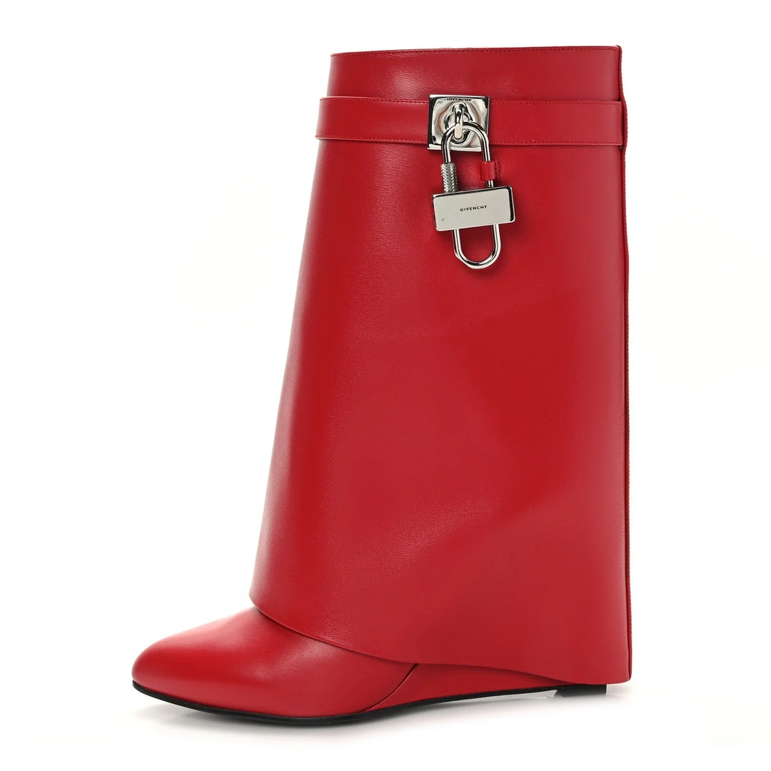 GIVENCHY CALFSKIN SHARK LOCK ANKLE BOOT LIGHT GREY