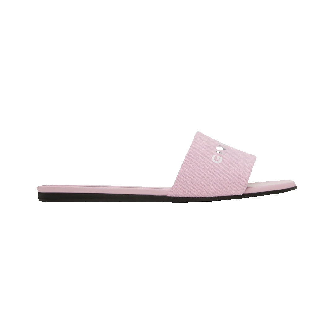 GIVENCHY COATED CANVAS LOGO 4G EMBOSSED FLAT SANDAL PINK