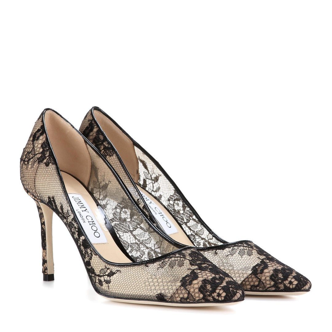 JIMMY CHOO ROMY LACE PUMPS BLACK