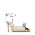 JIMMY CHOO SACORA GLITTERED SANDALS CRYSTAL SPHERE GOLD