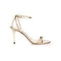 JIMMY CHOO MINNY LIQUID MIRROR LEATHER SANDALS GOLD