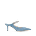 JIMMY CHOO BING SUEDE CRYSTAL MULES BLUE