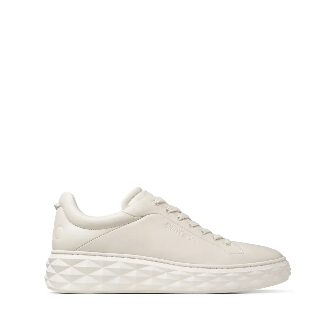 JIMMY CHOO DIAMOND LIGHT MAXI LEATHER SNEAKERS WHITE