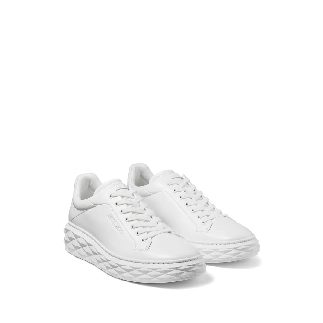 JIMMY CHOO DIAMOND LIGHT MAXI LEATHER SNEAKERS WHITE