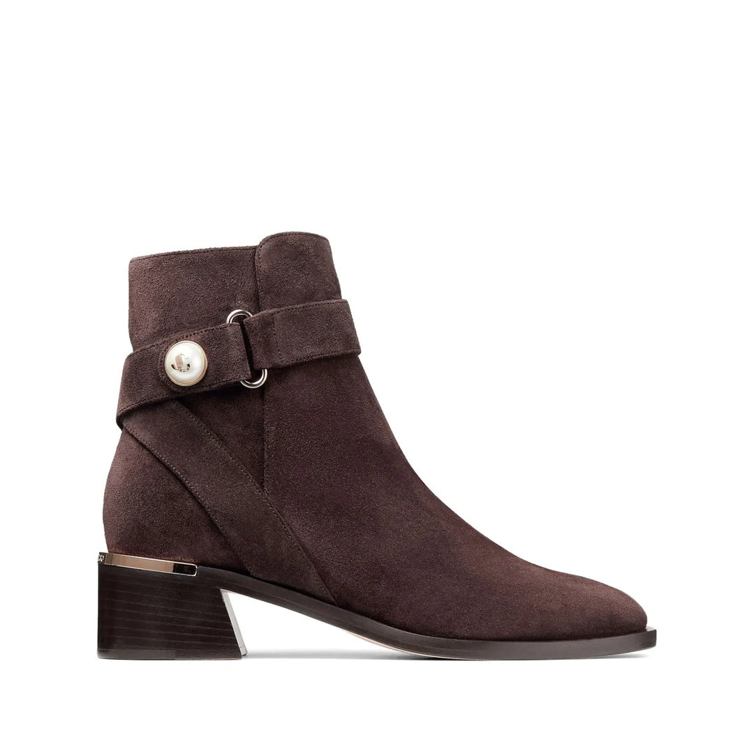 JIMMY CHOO ELIOT SUEDE ANKLE BOOTS CHOCOLATE CHOCOLATE BROWN