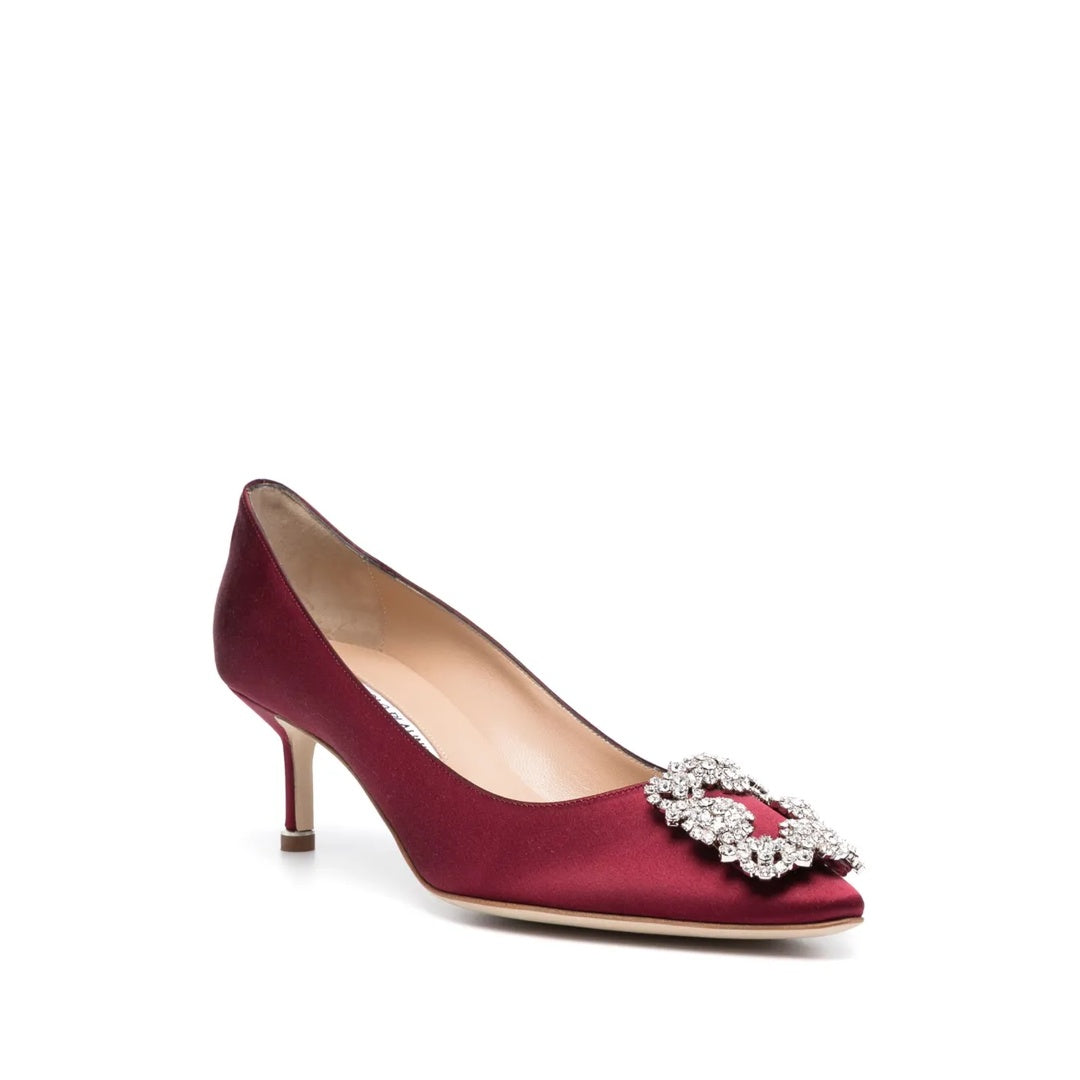 MANOLO BLAHNIK HANGISI CRYSTAL-BUCKLE PUMPS BLACK