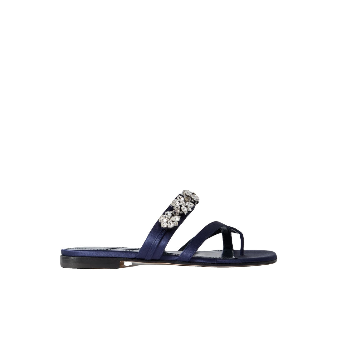 MANOLO BLAHNIK VIERASAN PLEATED CROSSOVER-STRAP SANDALS BLUE