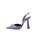 VERSACE LA MEDUSA SATIN SLINGBACK PUMPS PURPLE