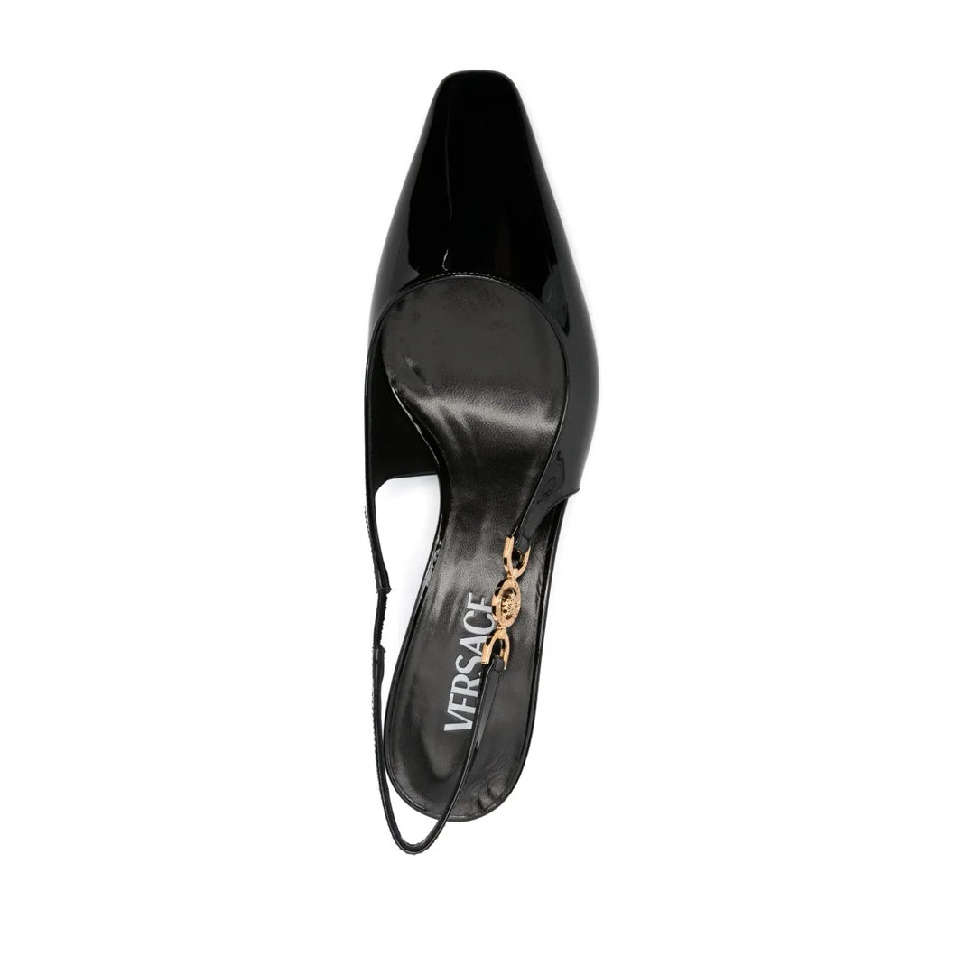 VERSACE 85MM V2025 SLINGBACK PUMPS BLACK