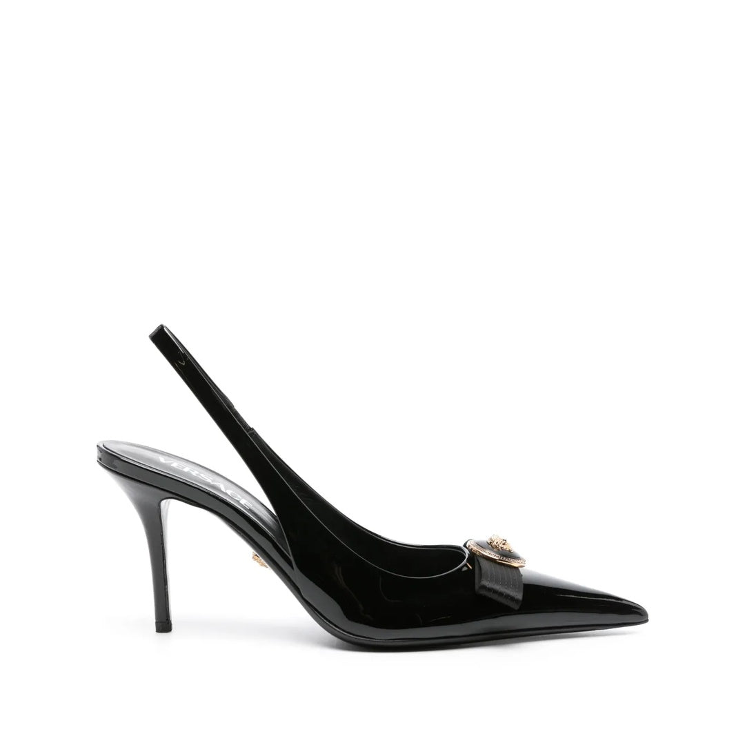 VERSACE 85MM V2025 SLINGBACK PUMPS BLACK