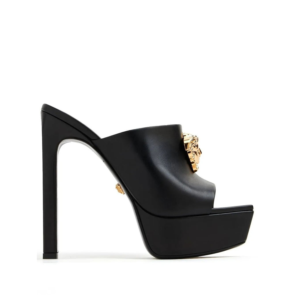 VERSACE PLATFORM MEDUSA MULES BLACK
