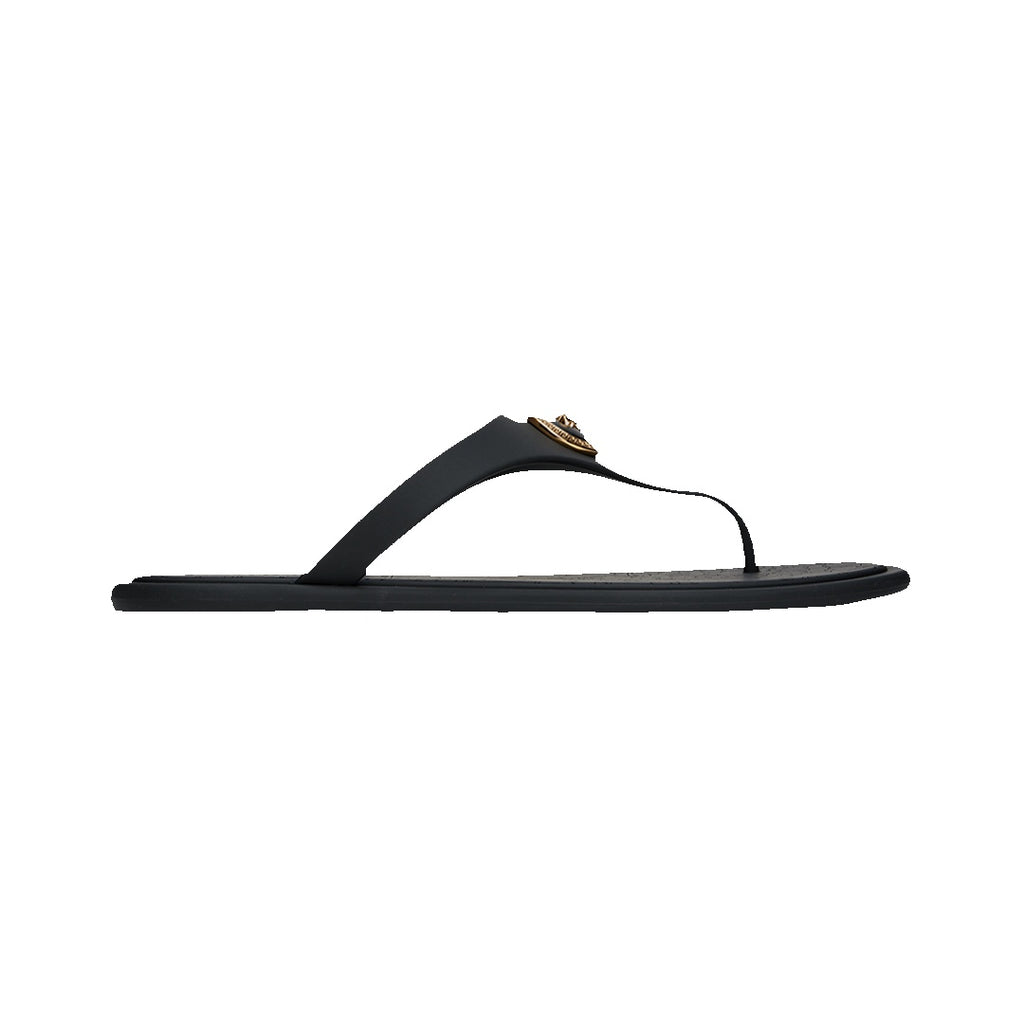 VERSACE ALIA RUBBER FLAT SANDALS BLACK